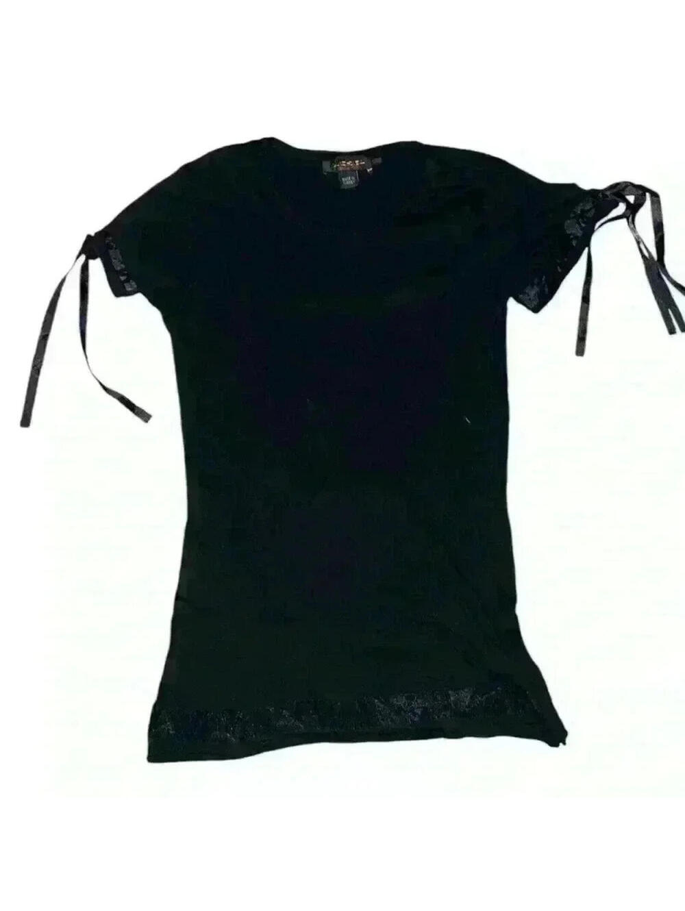 Diesel Black Gold Short Sleeve Top Sz XS Crew Neck Minimalist Biker Monochrome